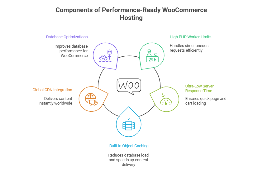 A comparison chart detailing factors for selecting the best WooCommerce hosting for clients in 2026.
