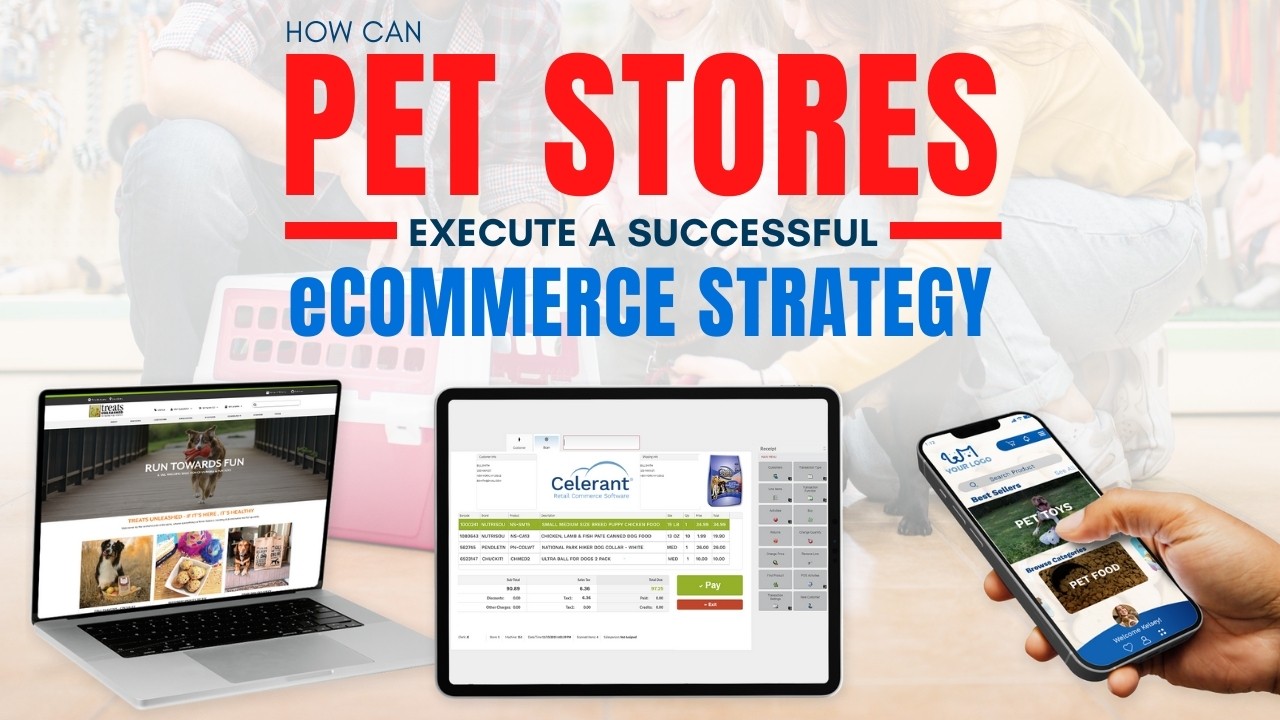 A pet store owner analyzing eCommerce strategies on a digital dashboard.