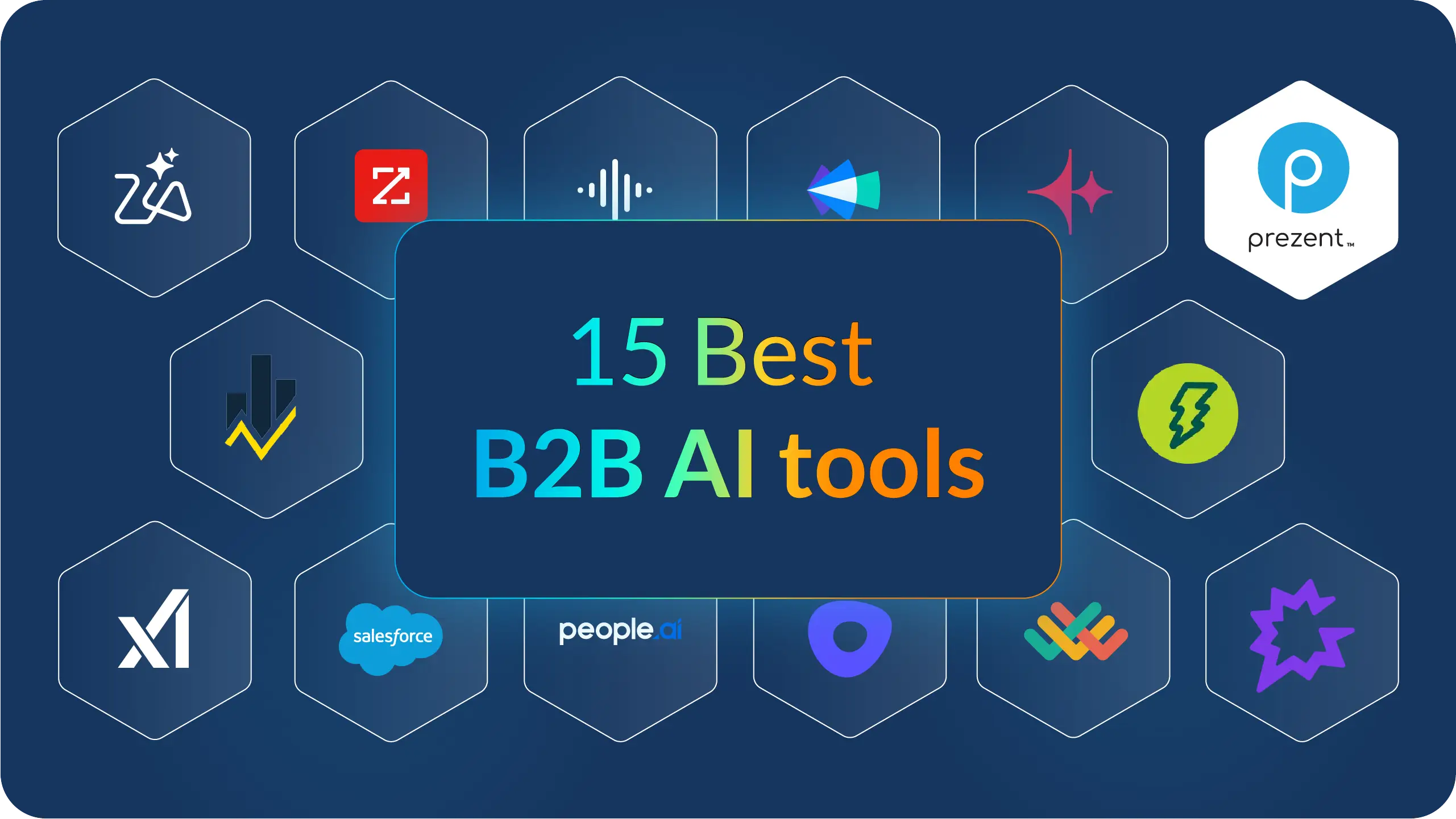 A collage of top AI tools designed for B2B sales and revenue operations teams.