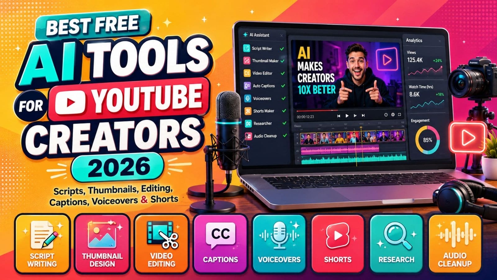 Best Free AI Tools for YouTube Creators in 2026 related to Best AI Tools for YouTube Creators: Titles, Thumbnails, Scripts, and Analytics