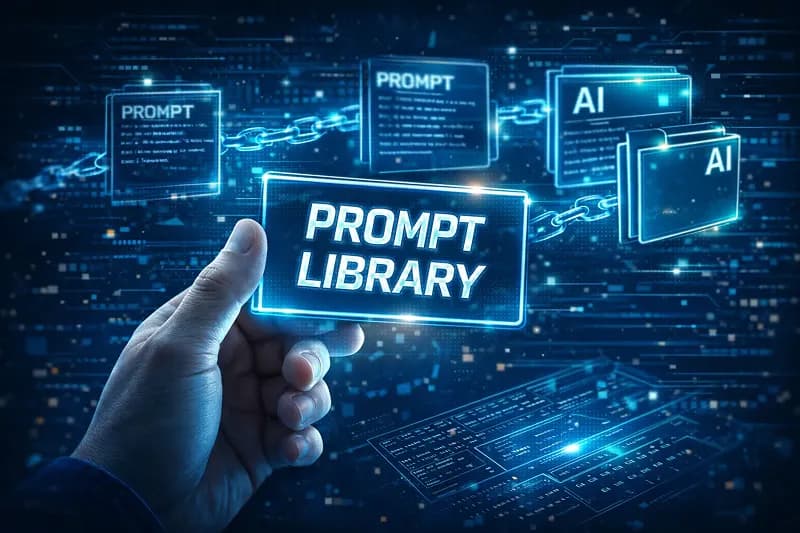 A step-by-step guide layout for building a prompt library for creators.