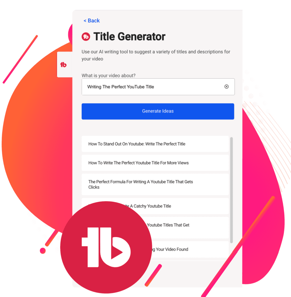 Display of TubeBuddy's SEO YouTube Title Generator showing options for optimizing video titles without clickbait.